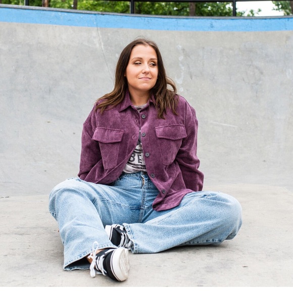 Warehouse One, Grand Beach Club purple corduroy shacket - Picture 3 of 11